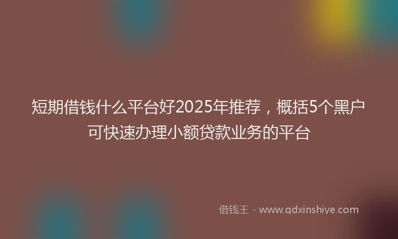 短期借钱什么平台好2025年推荐，概括5个黑户可快速办理小额贷款业务的平台
