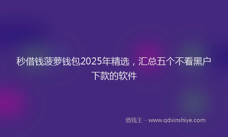 秒借钱菠萝钱包2025年精选，汇总五个不看黑户下款的软件