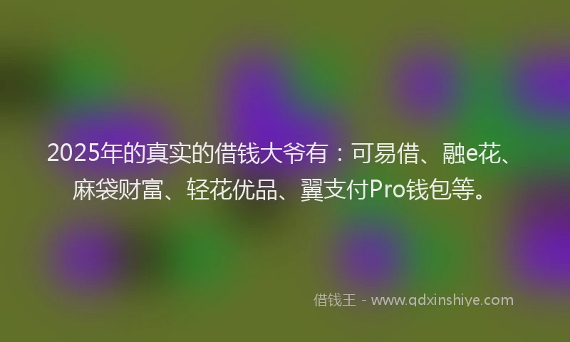 2025年的真实的借钱大爷有：可易借、融e花、麻袋财富、轻花优品、翼支付Pro钱包等。