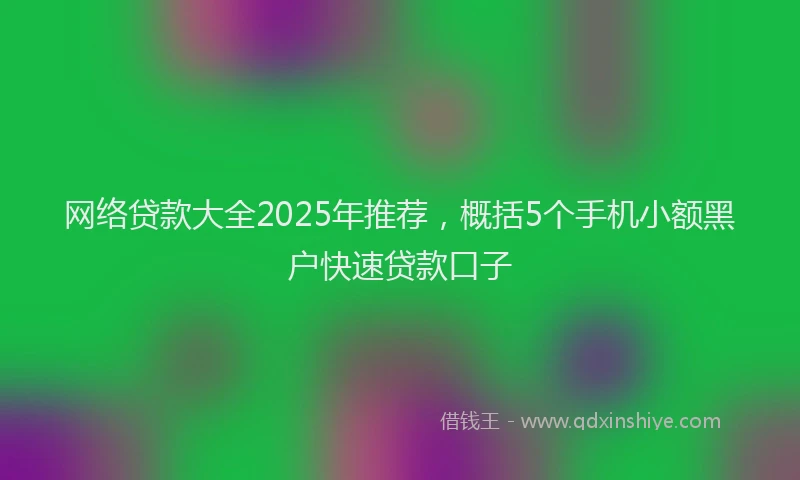 网络贷款大全2025年推荐，概括5个手机小额黑户快速贷款口子