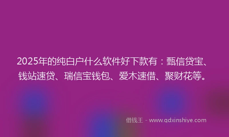 2025年的纯白户什么软件好下款有：甄信贷宝、钱站速贷、瑞信宝钱包、爱木速借、聚财花等。