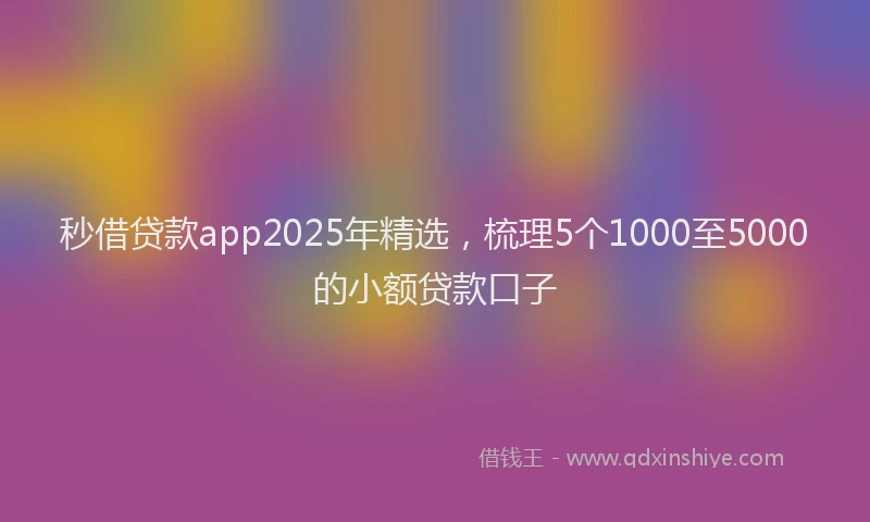 秒借贷款app2025年精选，梳理5个1000至5000的小额贷款口子