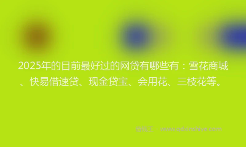 2025年的目前最好过的网贷有哪些有：雪花商城、快易借速贷、现金贷宝、会用花、三枝花等。