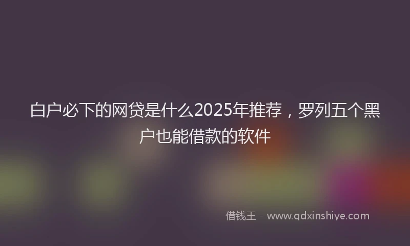 白户必下的网贷是什么2025年推荐，罗列五个黑户也能借款的软件