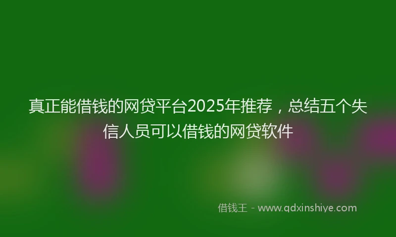 真正能借钱的网贷平台2025年推荐，总结五个失信人员可以借钱的网贷软件