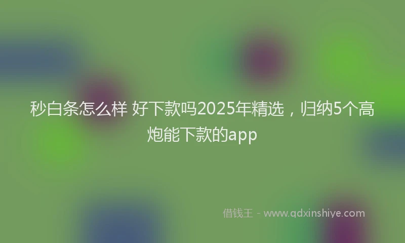 秒白条怎么样 好下款吗2025年精选，归纳5个高炮能下款的app