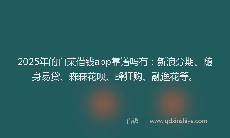 2025年的白菜借钱app靠谱吗有：新浪分期、随身易贷、森森花呗、蜂狂购、融逸花等。