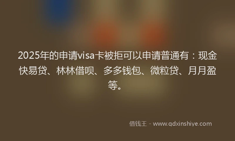 2025年的申请visa卡被拒可以申请普通有：现金快易贷、林林借呗、多多钱包、微粒贷、月月盈等。