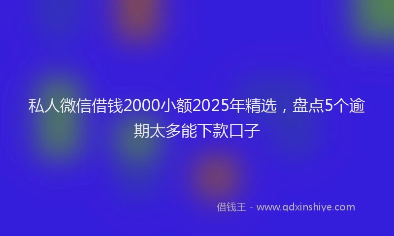 私人微信借钱2000小额2025年精选，盘点5个逾期太多能下款口子
