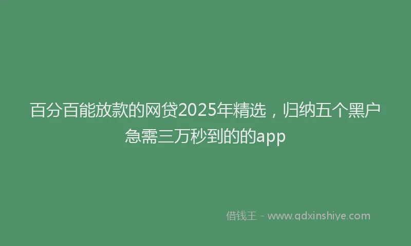 百分百能放款的网贷2025年精选，归纳五个黑户急需三万秒到的的app
