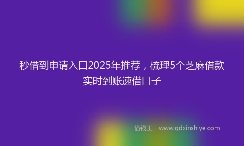 秒借到申请入口2025年推荐，梳理5个芝麻借款实时到账速借口子