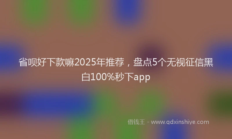 省呗好下款嘛2025年推荐，盘点5个无视征信黑白100%秒下app