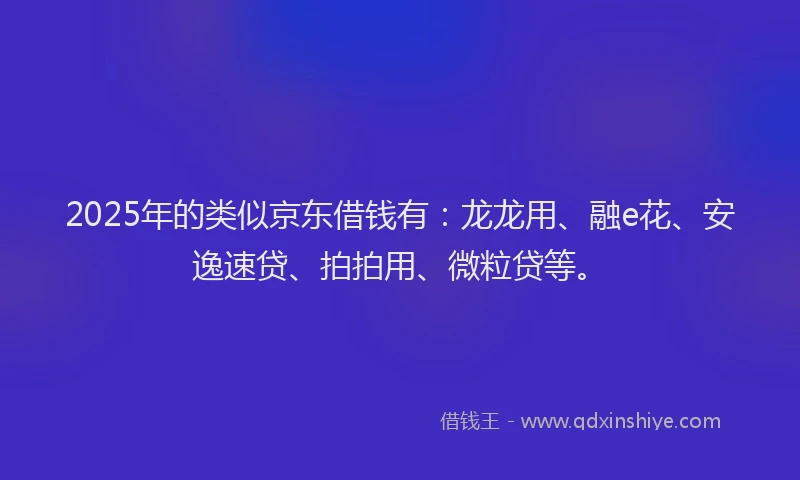2025年的类似京东借钱有：龙龙用、融e花、安逸速贷、拍拍用、微粒贷等。