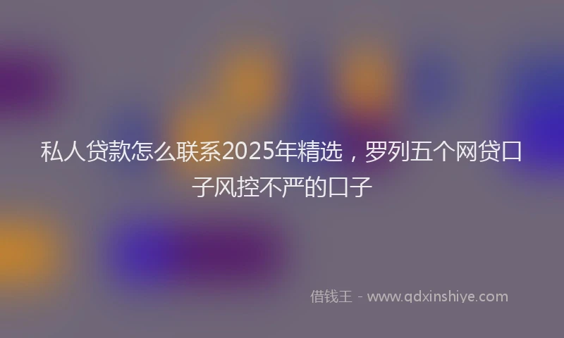 私人贷款怎么联系2025年精选，罗列五个网贷口子风控不严的口子