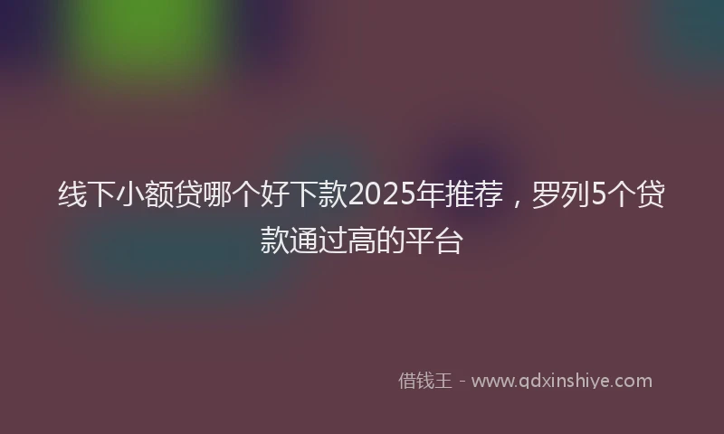 线下小额贷哪个好下款2025年推荐，罗列5个贷款通过高的平台