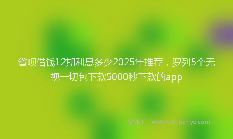省呗借钱12期利息多少2025年推荐，罗列5个无视一切包下款5000秒下款的app
