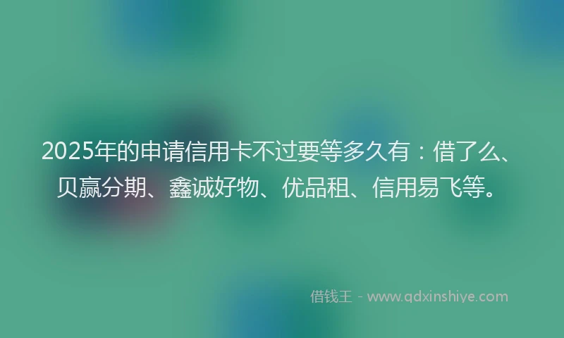 2025年的申请信用卡不过要等多久有：借了么、贝赢分期、鑫诚好物、优品租、信用易飞等。