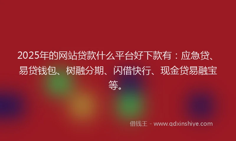2025年的网站贷款什么平台好下款有：应急贷、易贷钱包、树融分期、闪借快行、现金贷易融宝等。