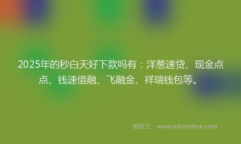 2025年的秒白天好下款吗有：洋葱速贷、现金点点、钱速借融、飞融金、祥瑞钱包等。