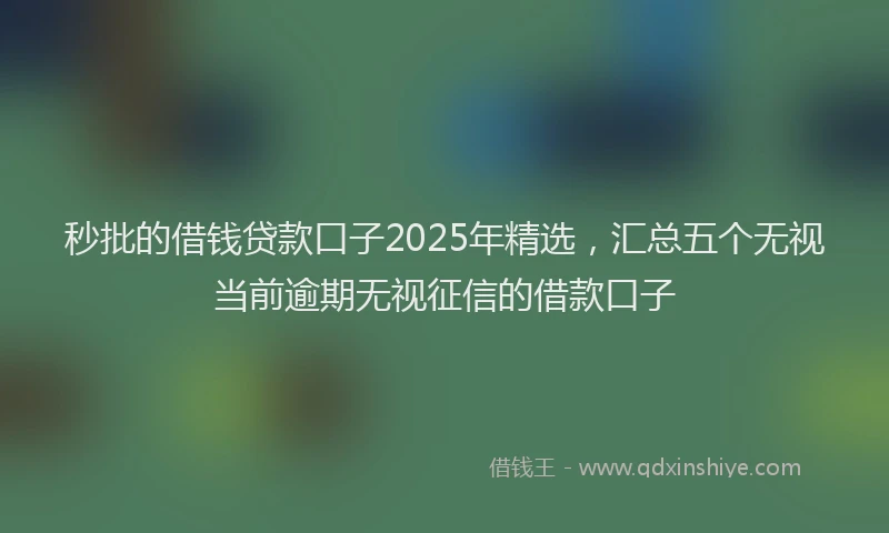 秒批的借钱贷款口子2025年精选，汇总五个无视当前逾期无视征信的借款口子