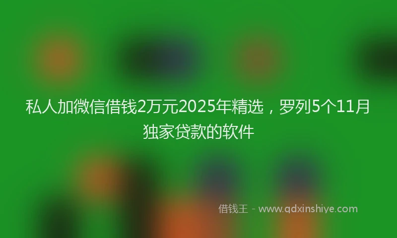私人加微信借钱2万元2025年精选，罗列5个11月独家贷款的软件
