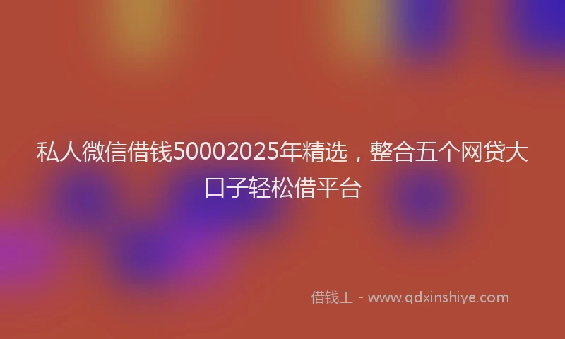 私人微信借钱50002025年精选，整合五个网贷大口子轻松借平台