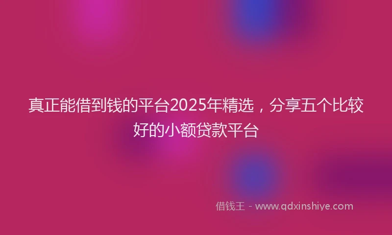 真正能借到钱的平台2025年精选，分享五个比较好的小额贷款平台