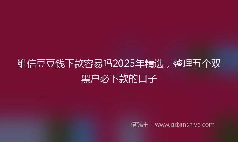 维信豆豆钱下款容易吗2025年精选，整理五个双黑户必下款的口子
