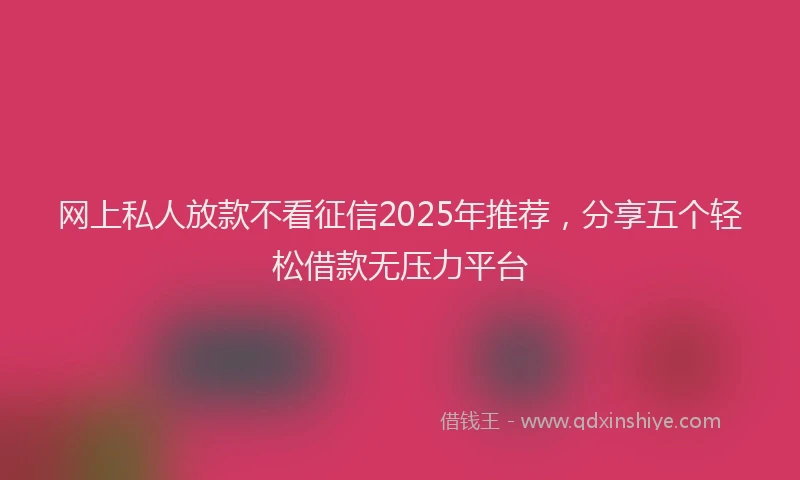 网上私人放款不看征信2025年推荐，分享五个轻松借款无压力平台