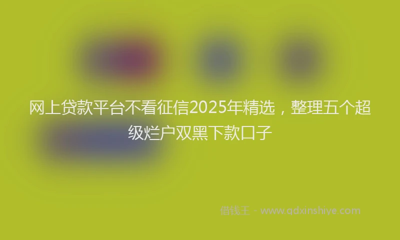 网上贷款平台不看征信2025年精选，整理五个超级烂户双黑下款口子