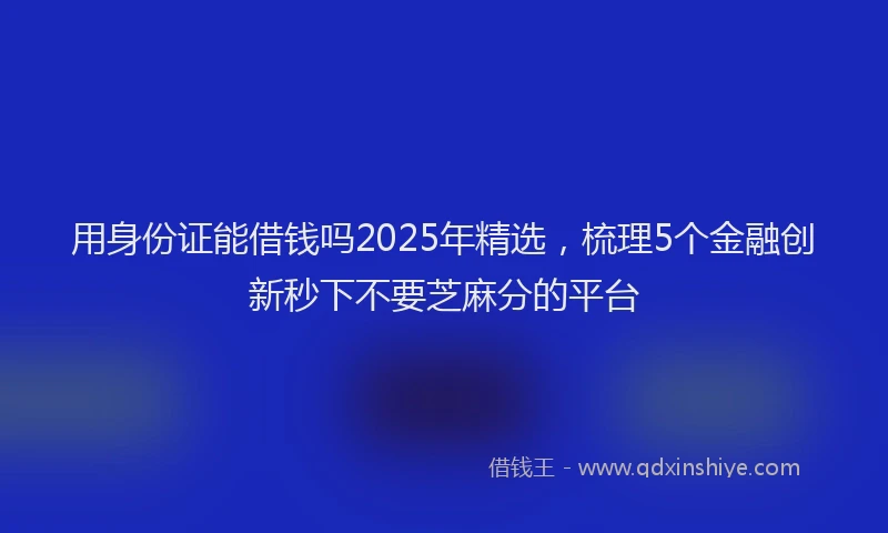 用身份证能借钱吗2025年精选，梳理5个金融创新秒下不要芝麻分的平台