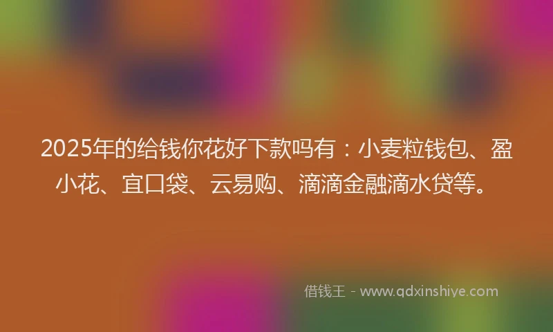 2025年的给钱你花好下款吗有：小麦粒钱包、盈小花、宜口袋、云易购、滴滴金融滴水贷等。