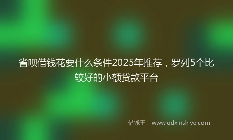 省呗借钱花要什么条件2025年推荐，罗列5个比较好的小额贷款平台