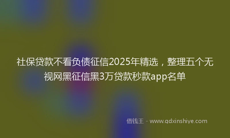 社保贷款不看负债征信2025年精选，整理五个无视网黑征信黑3万贷款秒款app名单