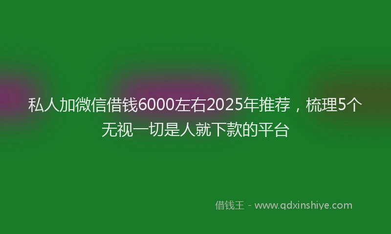 私人加微信借钱6000左右2025年推荐，梳理5个无视一切是人就下款的平台