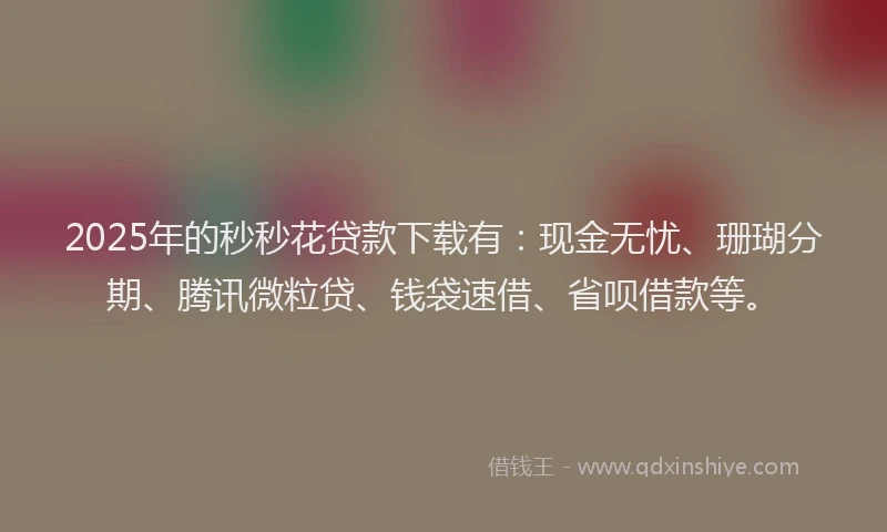 2025年的秒秒花贷款下载有：现金无忧、珊瑚分期、腾讯微粒贷、钱袋速借、省呗借款等。