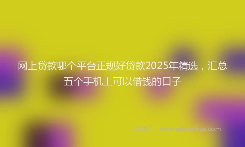 网上贷款哪个平台正规好贷款2025年精选，汇总五个手机上可以借钱的口子