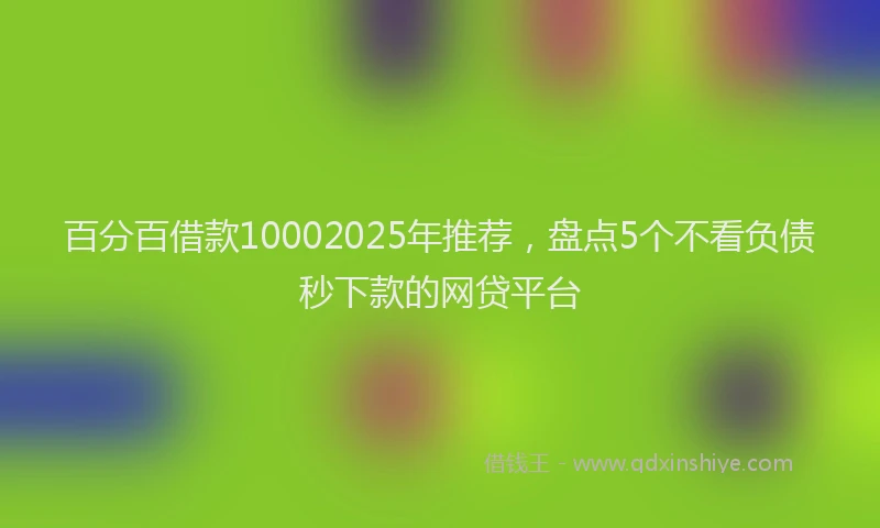 百分百借款10002025年推荐，盘点5个不看负债秒下款的网贷平台