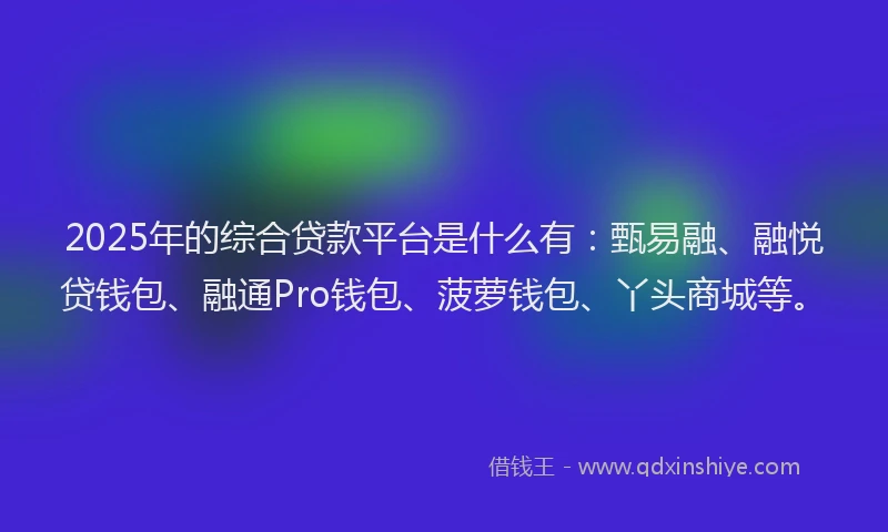 2025年的综合贷款平台是什么有：甄易融、融悦贷钱包、融通Pro钱包、菠萝钱包、丫头商城等。