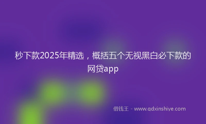 秒下款2025年精选，概括五个无视黑白必下款的网贷app