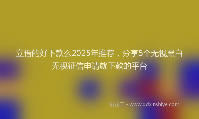 立借的好下款么2025年推荐，分享5个无视黑白无视征信申请就下款的平台