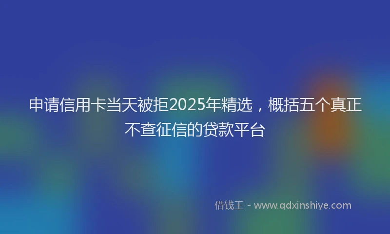 申请信用卡当天被拒2025年精选，概括五个真正不查征信的贷款平台