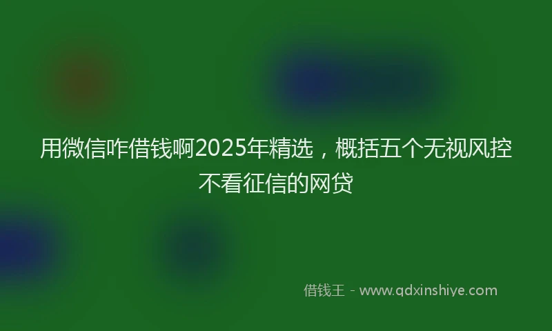 用微信咋借钱啊2025年精选，概括五个无视风控不看征信的网贷