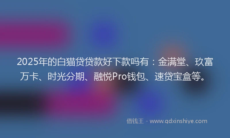 2025年的白猫贷贷款好下款吗有：金满堂、玖富万卡、时光分期、融悦Pro钱包、速贷宝盒等。