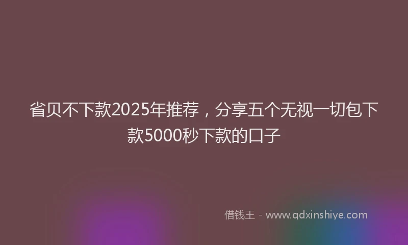 省贝不下款2025年推荐，分享五个无视一切包下款5000秒下款的口子