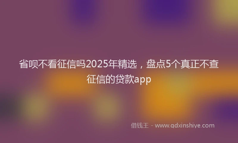 省呗不看征信吗2025年精选，盘点5个真正不查征信的贷款app