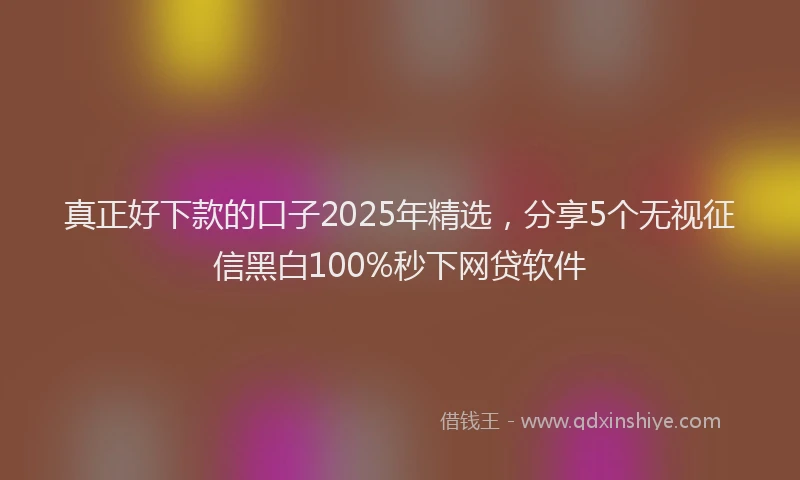 真正好下款的口子2025年精选，分享5个无视征信黑白100%秒下网贷软件