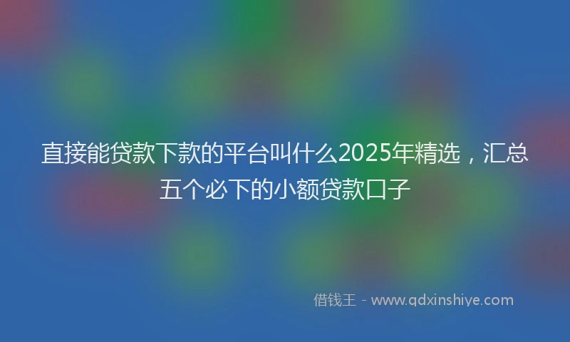直接能贷款下款的平台叫什么2025年精选，汇总五个必下的小额贷款口子