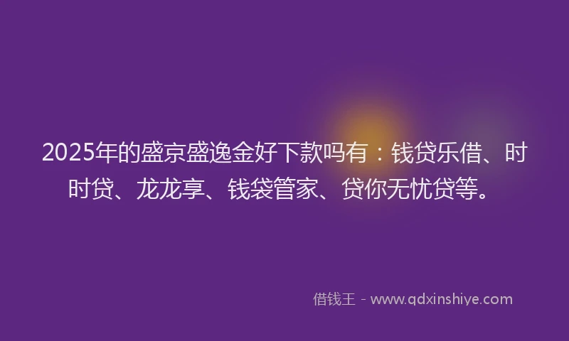 2025年的盛京盛逸金好下款吗有：钱贷乐借、时时贷、龙龙享、钱袋管家、贷你无忧贷等。