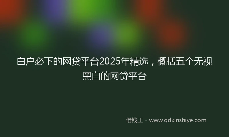 白户必下的网贷平台2025年精选，概括五个无视黑白的网贷平台